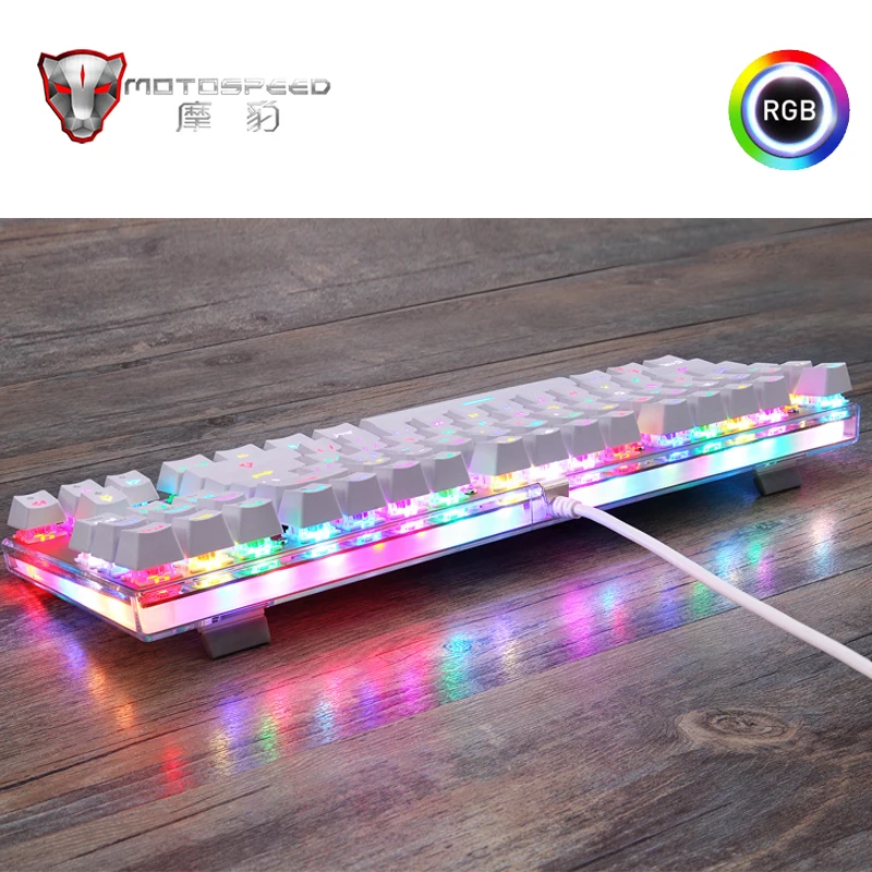 Motospeed edition игровая механическая клавиатура 87 клавиш RGB подсветка красный/синий переключатель USB Проводная клавиатура английский/русский для геймера