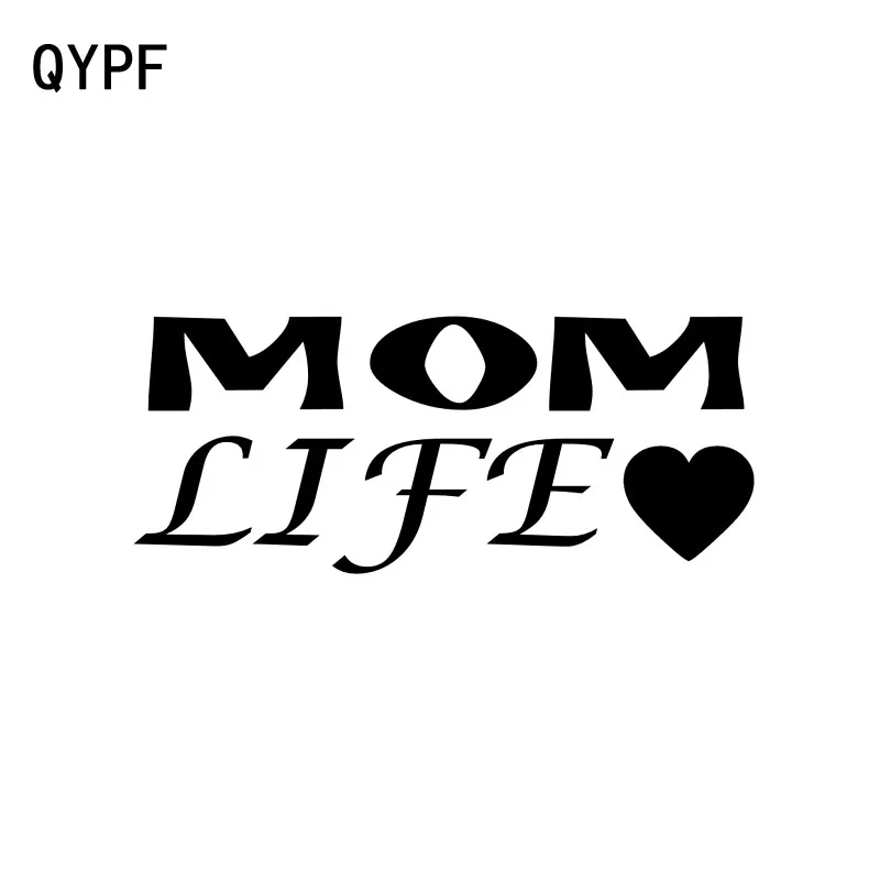 

QYPF 12.5CM*5.2CM Fashion Mom Life Heart Vinyl Retro-reflective Car Window Sticker Decal Black Silver C15-2876