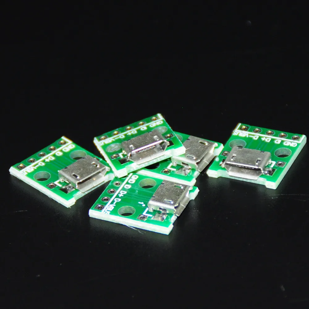 

5pcs Micro USB to DIP 2.54mm Adapter Connectors Module Board Female Type B PCB USB 5-Pin Pinboard Electronic DIY KIT For Arduino