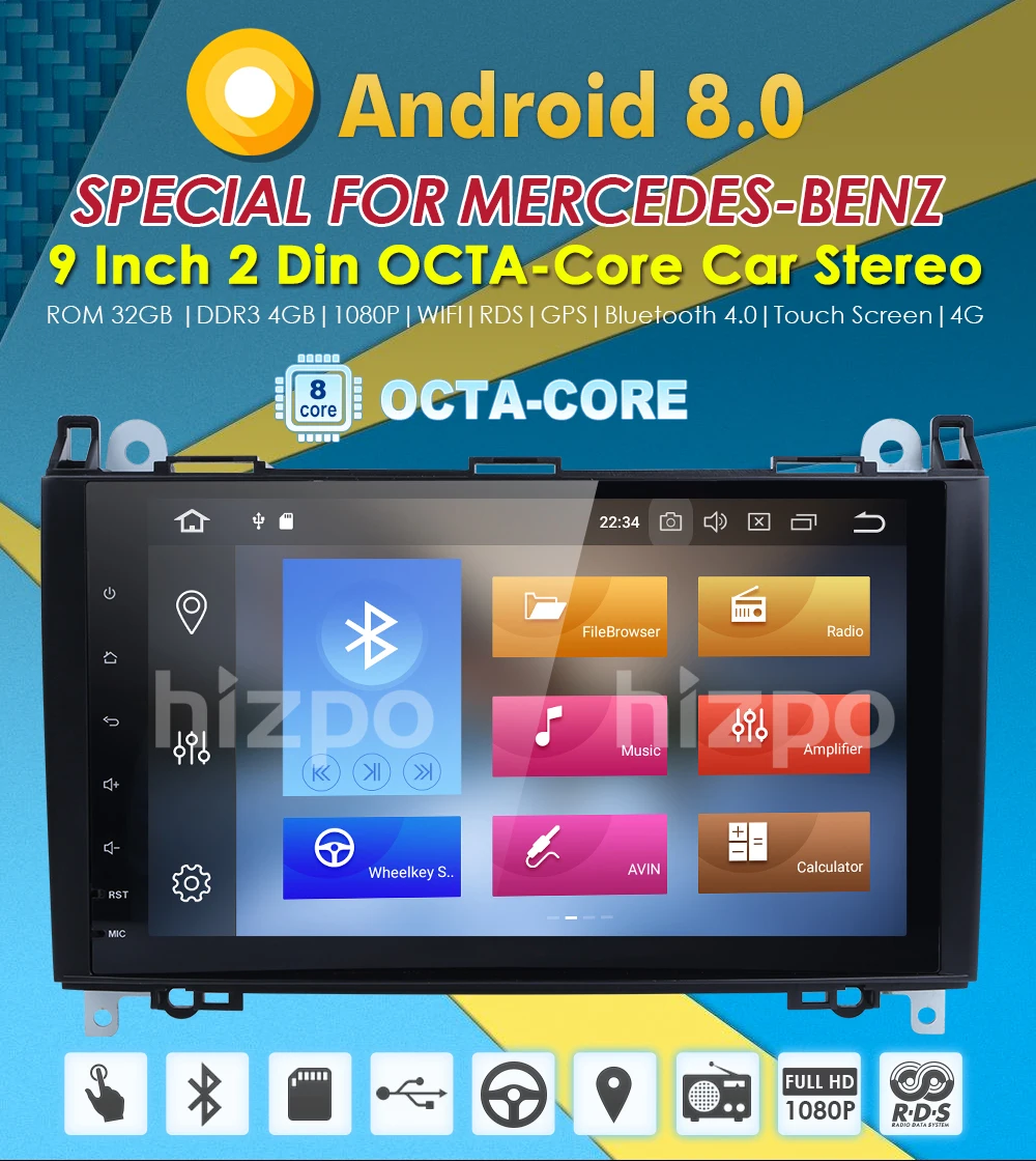 Perfect OTCA core 4 GB RAM Android 8.0 Car Multimedia Player radio for Mercedes/Benz/Sprinter/W169/B200/B-class no dvd GPS Camera TPMS 1