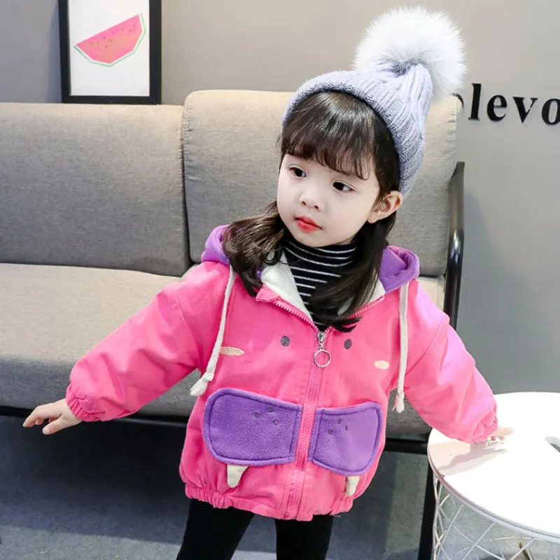 

2019 New Winter Cotton Padded Jacket and Coat For 1-6 Age Baby Kids Girls Warm Outerwear Contrast Colors Hooded Parka Coats