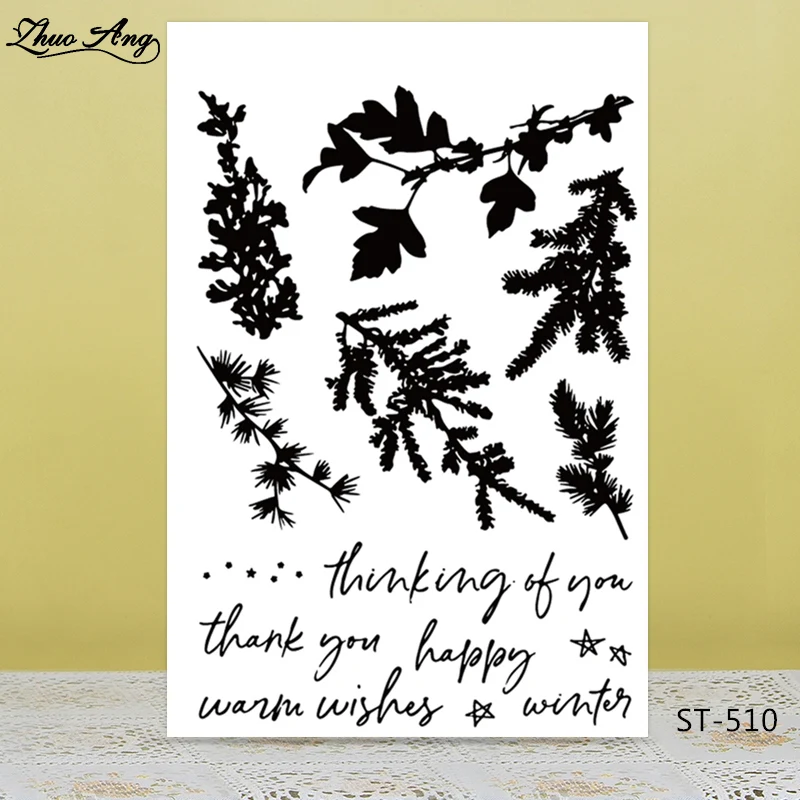 

ZhuoAng Black leaves Transparent Clear Silicone Stamp/Seal for DIY scrapbooking/photo album Decorative clear stamp