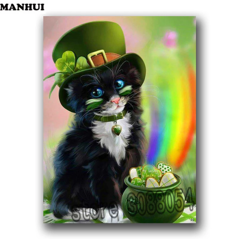 DIY Diamond Painting Animal Rainbow Cat Diamond Painting Sticker Cross
