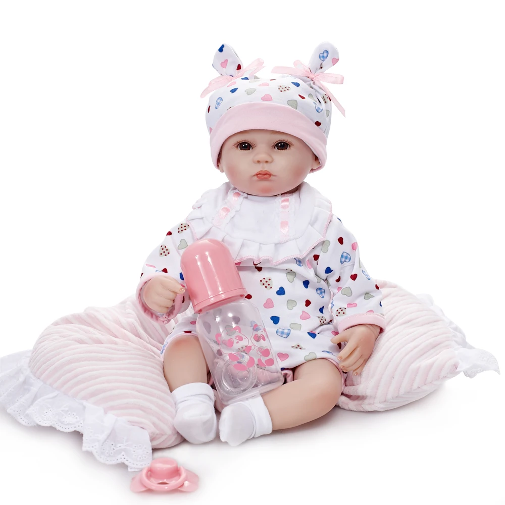 

45CM Baby Dolls Lifelike Reborn Baby Doll Action Figure Toys Silicone Children Toy with Hair Kids Birthday Gift
