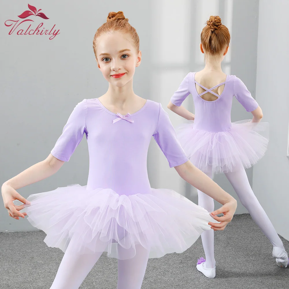 Girls Performing Tulle Ballet Dance Dress Kids Gymnastics Shiny Leotard Tutus