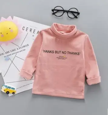 

Letter Print Children's Wear 2019 Autumn Winter Kid Clothes Turtleneck Tops Pullover Boys Girls Long Sleeve T-Shirt SY-F185013