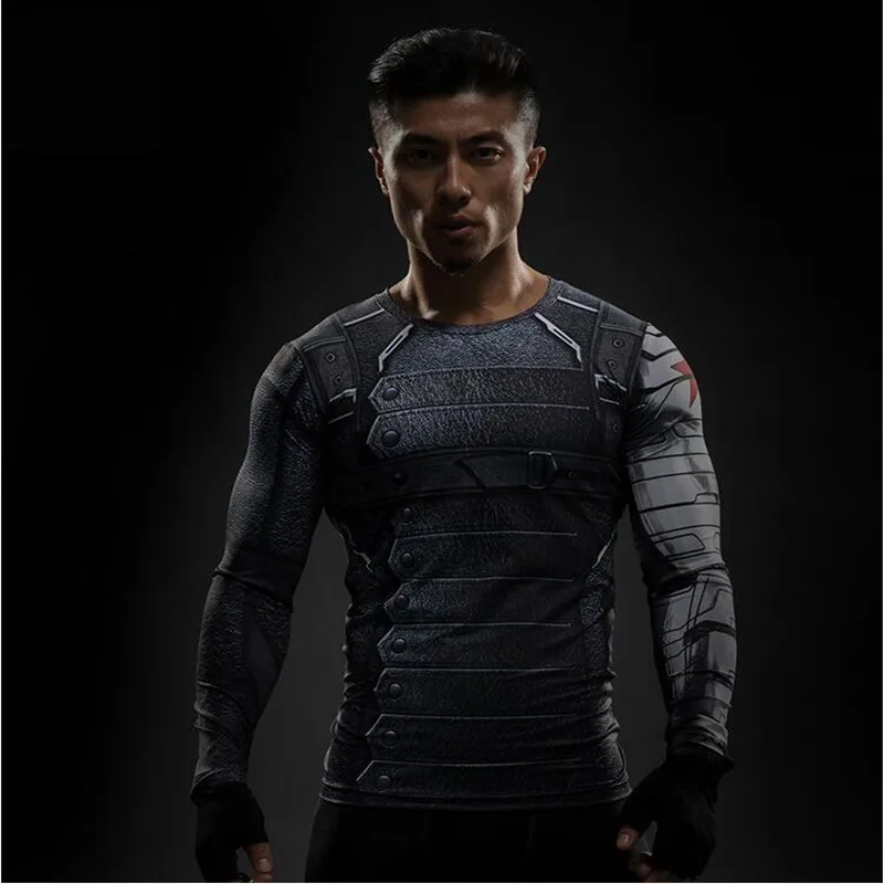 

Winter Soldier 3D Printed T shirts Men Avengers 3 Compression Shirt 2018 Cosplay Costume Long Sleeve Crossfit Fitness Tops Male