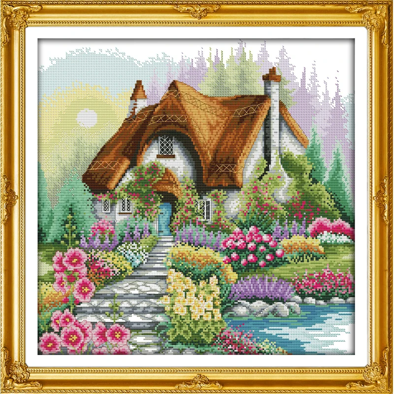 

Everlasting love Flower home Chinese cross stitch kits Ecological cotton printed 11 14CT DIY new year Christmas decorations gift