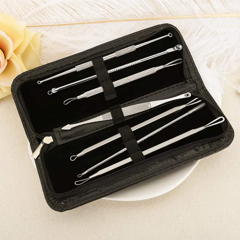 

7Pcs facial nose Stainless Steel Double Blemish Blackhead Remover Tool kit Comedone Acne Remover Treatment Set
