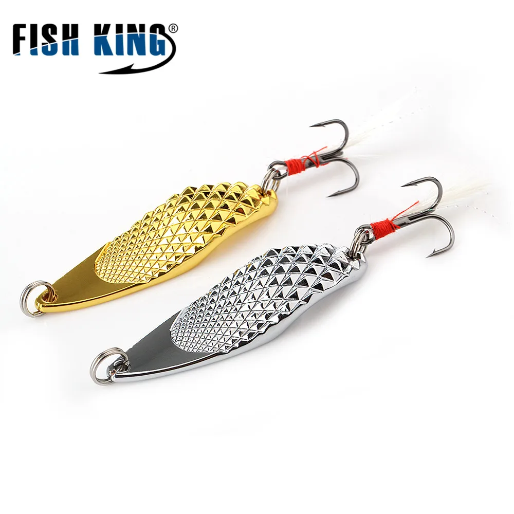 

FISH KING Spoon 1PC 2 Color Fishing Lure Metal Jigging Lure Baits carbon Hook 8G 12G 15G 16G