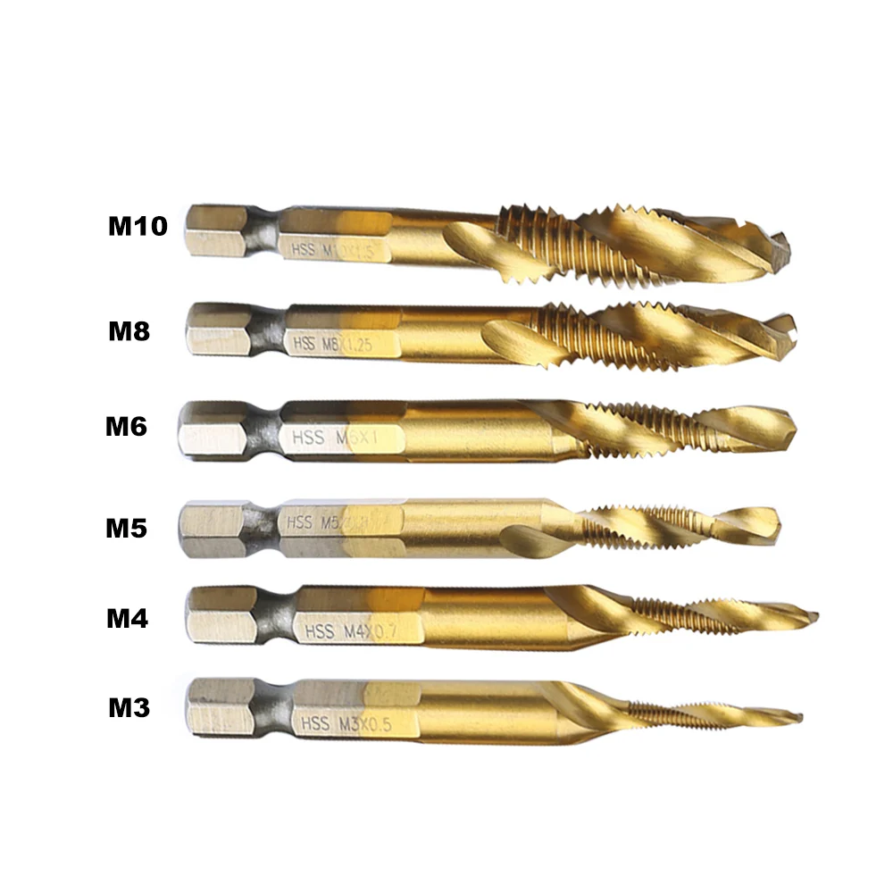 

Screw Tap Drill Bits HSS Screw Spiral Point Thread M-3 M-4 M5 M6 M-8 M-10 Metal Working Hex Shank Machine Kit M-3
