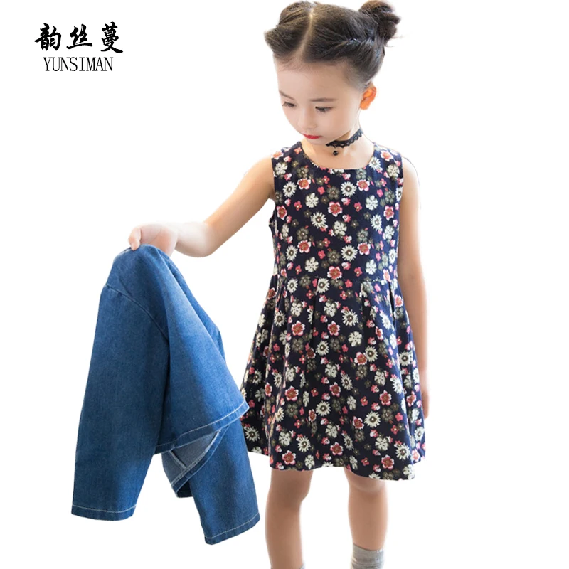 

Girls Dress Suits 6 8 Years Long Sleeve Jeans Jacket Little Girl Casual Jeans Spring Floral Girls Suit Kids Clothing Set 2 9M02