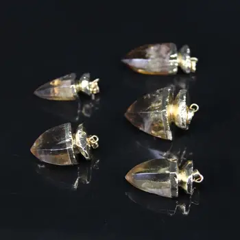 

5pcs,Natural Lemon crystal Quartz Faceted Point Nugget Pendants,Raw citrines bullet Slice Pendants Necklaces Jewelry