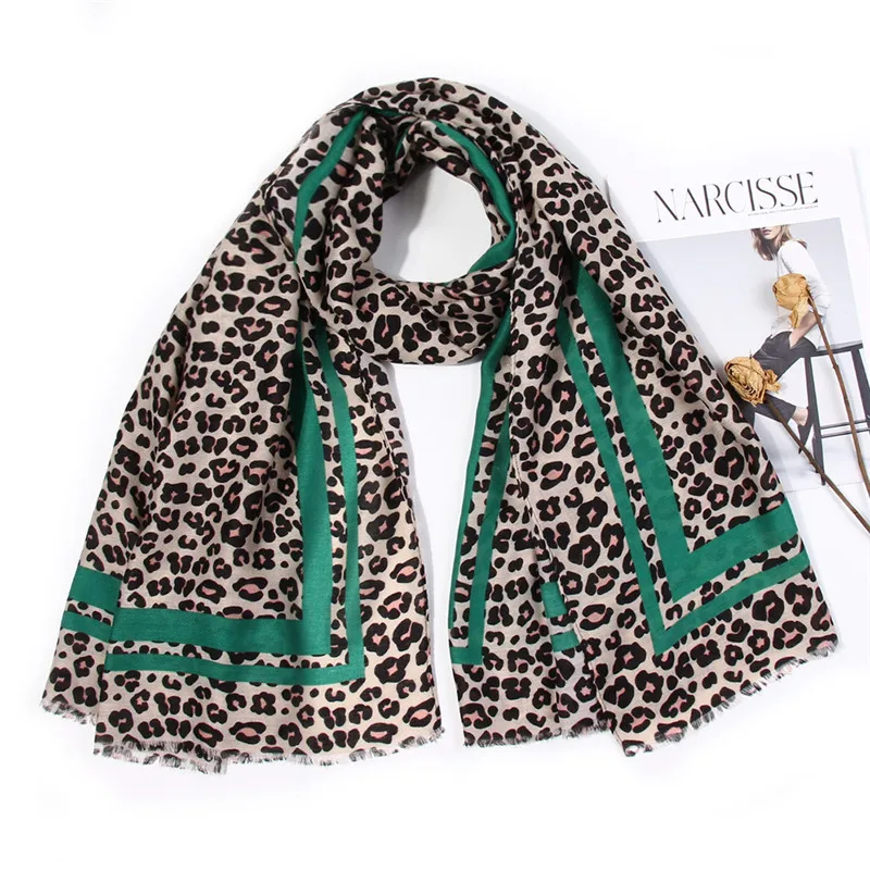 

Leopard Striped Viscose Scarf 2019 Srping Autumn Spain Brand Wraps and Hijabs Pashmina Foulards Stole Muslim Sjaal 180*100Cm