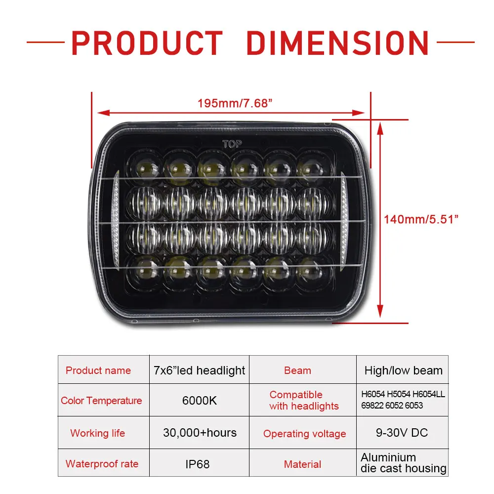 2 шт. 5D 5X7inch 85W светодиодные фары 7x6 12V Hi Lo DRL для Jeep Wrangler YJ XJ Truck FLD 50 60 70 80 Firebird Celica 240SX