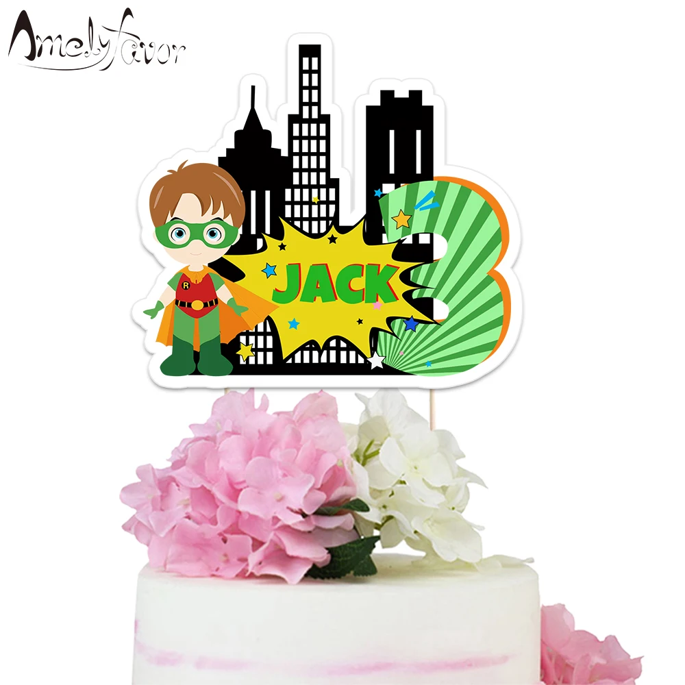 Герой Робин торт Топпер супер геройская тематика бумажный торт Топпер вечерние поставки Дети День Рождения Вечеринка для украшения