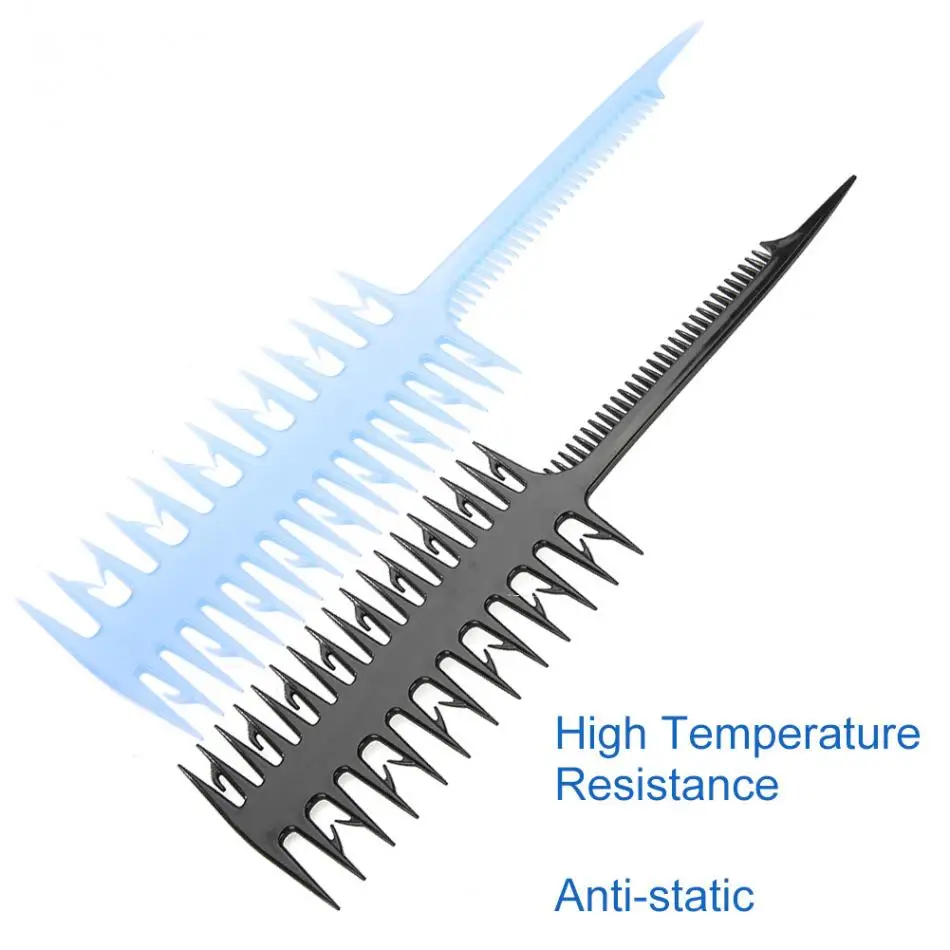 Профессиональная двухсторонняя Расческа с широким тонким выделением зубов, окрашенная полоска, расческа для волос, Парикмахерская, инструменты для ухода за волосами