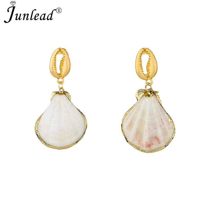 

Fashion Hot Summer Vocation Boho Geometric Earrings Pendant White Natural Beach Sea Shell Cowrie Drop Earrings For Women Jewelry