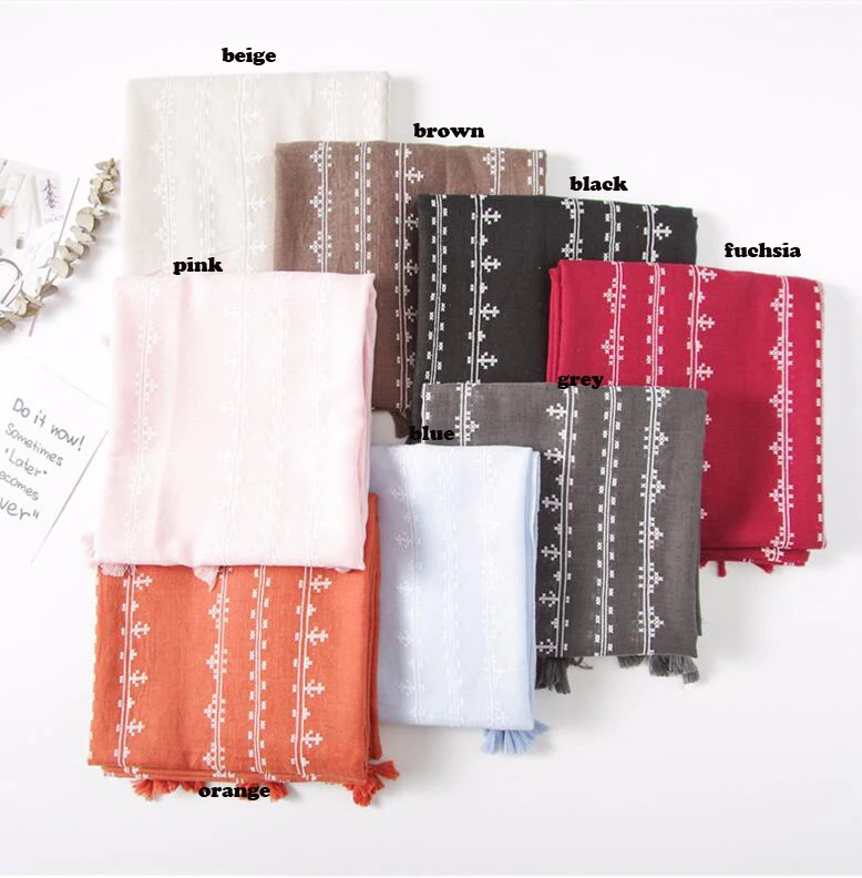 Fashion Newest Women Geometry pattern Scarf Cotton Shawls 8Colors 10pcs/lot |