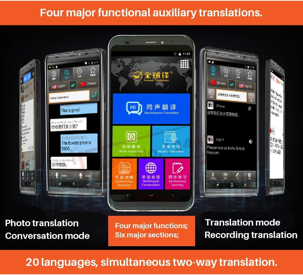 Переводчик голосовой портативный синхронный транслейтер двусторонний перевод автономный перевод китайский английский Японский Корейский французский