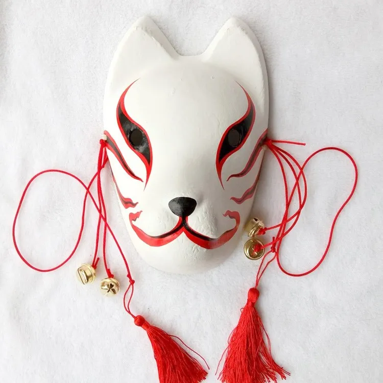 

Full Face Hand-Painted Naruto Hatake Kakashi Anbu Red Japanese Kitsune Cosplay Fox Masks Halloween Cartoon Character Costumes