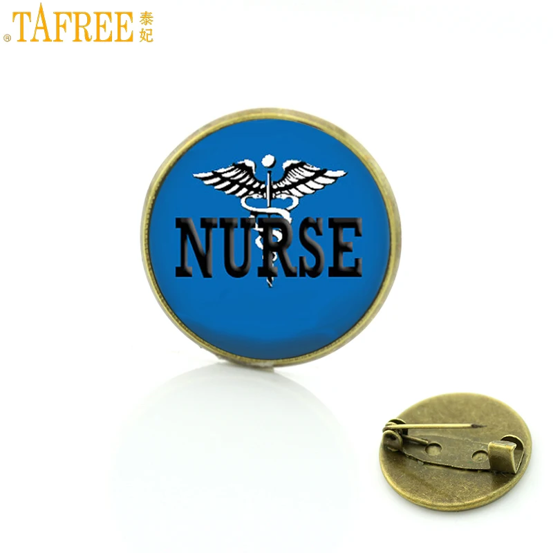 

TAFREE 2017 new arrival exquisite Nurse glass dome metal badge brooches fashion LVN RN Registered Nurse brooch pin jewelry CT248