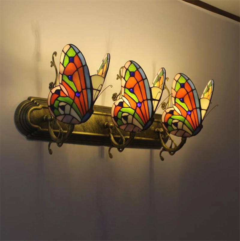 Lâmpada de Parede Feito à Mão Barra do Hotel Luz do Corredor Fumat Borboleta Arte Papagaio Vitrais Sombra Luzes Interior Arandela 25 High Quality Luzes e Iluminação