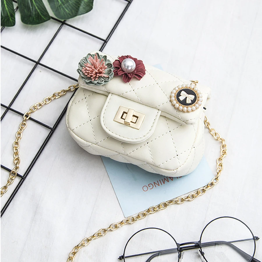 Cute Kid Flower Bag Princess Party Handbag Messenger Bag Children Shoulder Bags Baby Girl Pearl