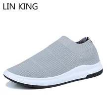 LIN KING Comfortable Men Flats Shoes Fashion Knitting Casual Shoes Slip On Lazy Loafers Spring Autumn Man Shallow Light Sneakers цена LIN KING Comfortable Men Flats Shoes Fashion Knitting Casual Shoes Slip On Lazy Loafers Spring Autumn Man Shallow Light Sneakers цены онлайн