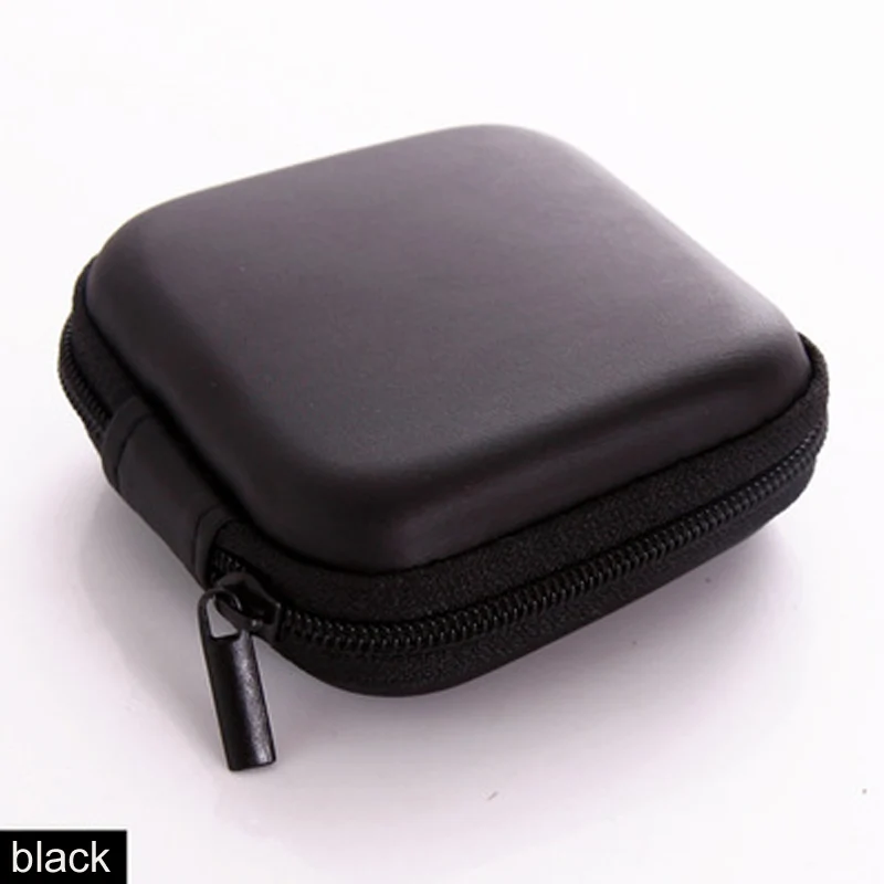 Жесткий чехол для хранения, водонепроницаемые сумки для ключей, держатель, коробка, наушники для путешествий, сумка, кабель для sd-карты, наушники-вкладыши - Цвет: square black
