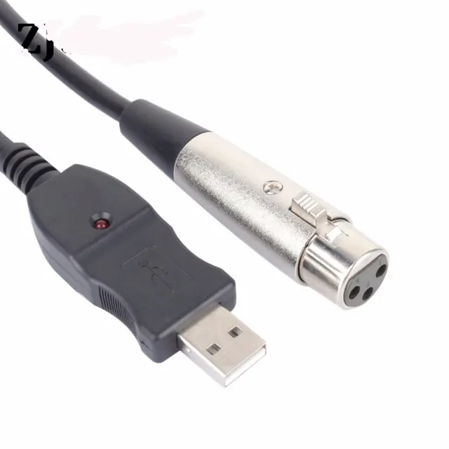 Black 3M 9FT USB MIC Link Cable xlr cable adapter USB Male to 3 Pin XLR