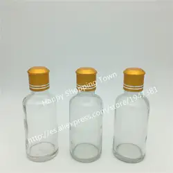 Бесплатная доставка 10 шт. 50 мл прозрачная стеклянная бутылка с вилкой и чеканкой очевидная крышка, 50cc прозрачная бутылка эфирного масла