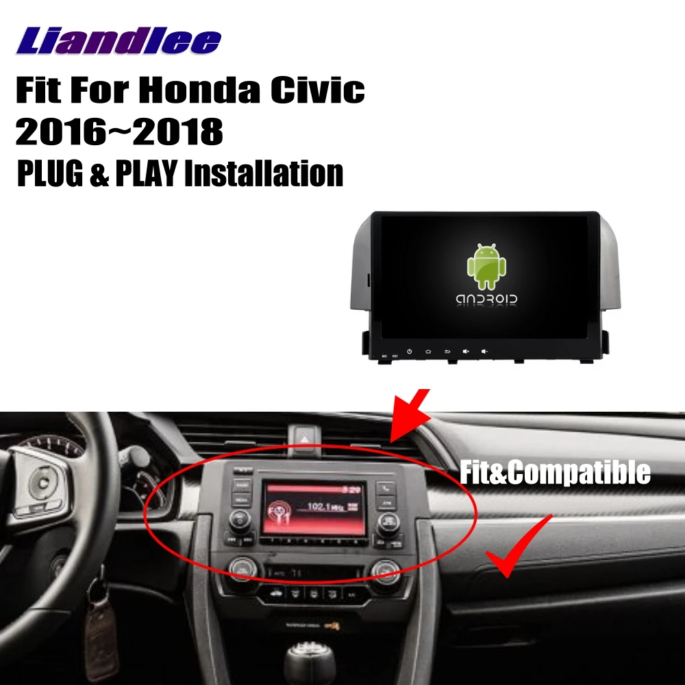 Cheap Liandlee For Honda Civic 2016~2018 Android Car Radio Player GPS Navi Navigation Maps Camera OBD TV Screen Multimedia no CD DVD 3