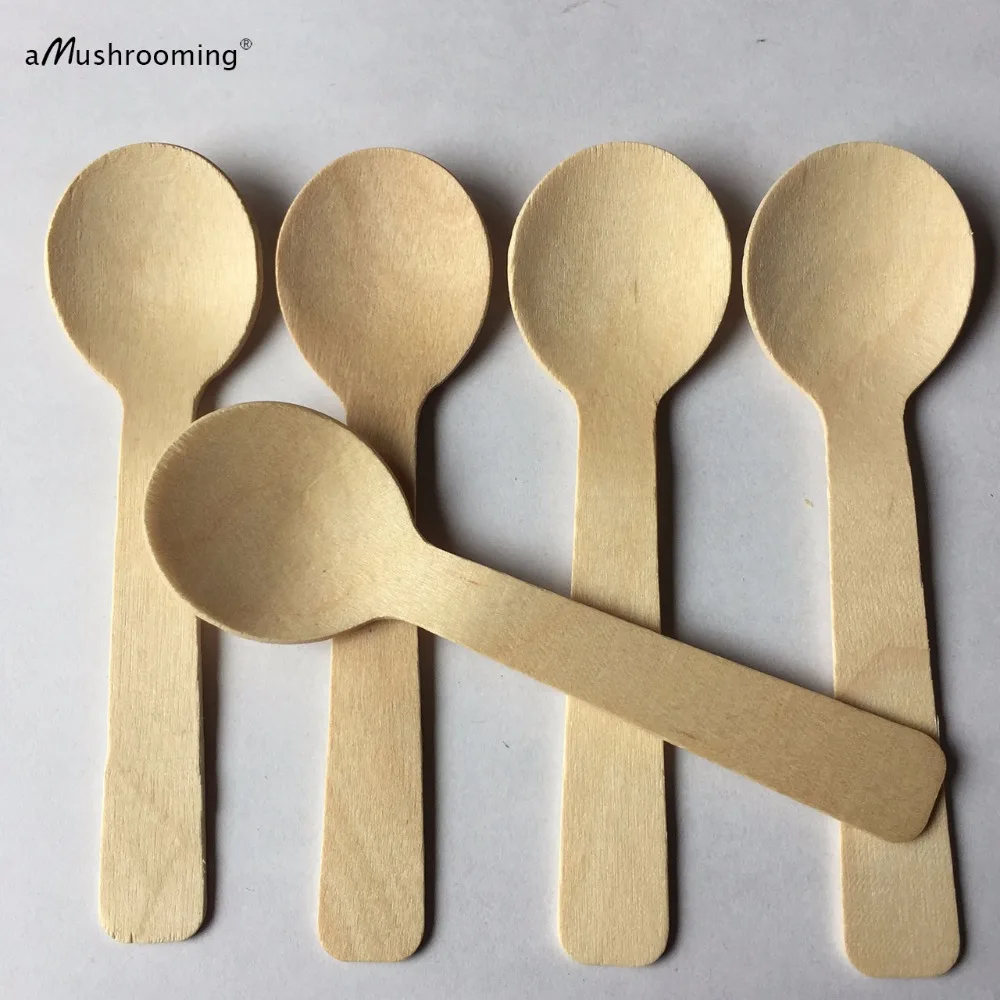 3000x Wholesale Disposable Wooden Baby Spoon 10cm Flatware Cutlery