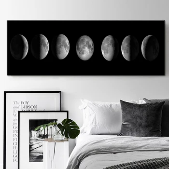 

The Moon Phase Black White Posters Canvas Art Prints Nordic Wall Art Abstract Painting Wall Picture for Living Room Home Decor