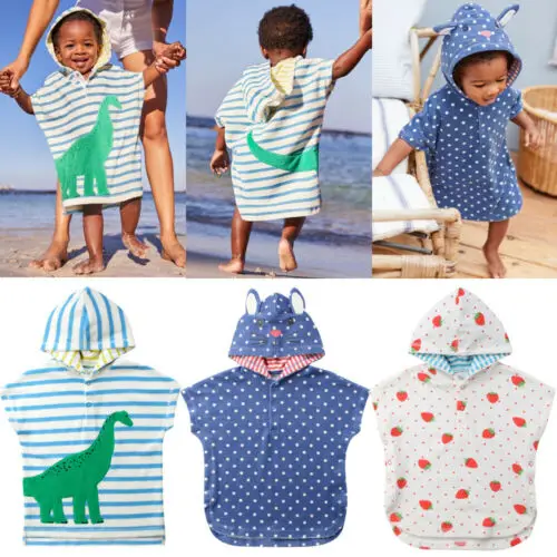 PPLONG Little Girl's Summer Shorts Set Toddler Baby Girls Boys Cartoon Beach Towel Hooded Swimsuit Cover-up Sundress