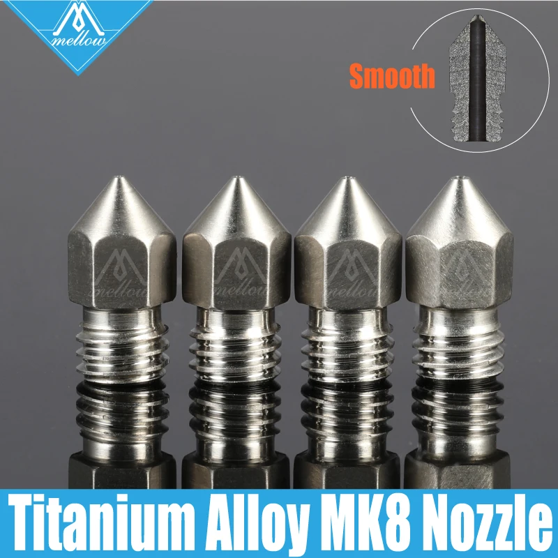 

Free shipping Mellow All-Metal MK7 MK8 titanium alloy M6 Threaded Nozzle TC4 for 1.75mm 3D Printer Extruder hotend Part