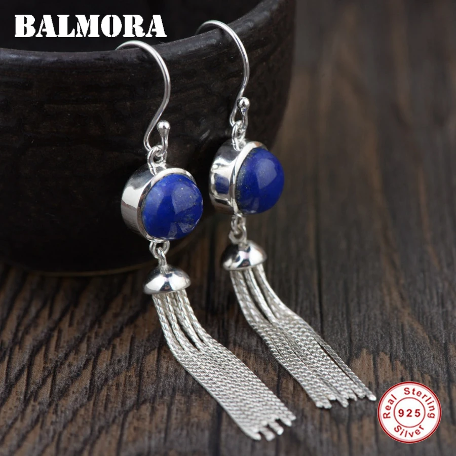 BALMORA 925 Sterling Silver Lapis Lazuli Drop Earrings for Women Retro Elegant Tassel Earrings Fashion Jewelry Brincos TRS30738 цена BALMORA 925 Sterling Silver Lapis Lazuli Drop Earrings for Women Retro Elegant Tassel Earrings Fashion Jewelry Brincos TRS30738 цены онлайн