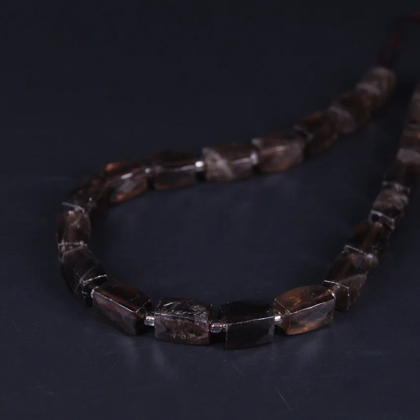 

21pcs/strand,Faceted Cubes Natural Smoky Quartzs Nugget Pendant Beads,Cut Rough Crystal Stone DIY Necklace Bracelet Jewel Making