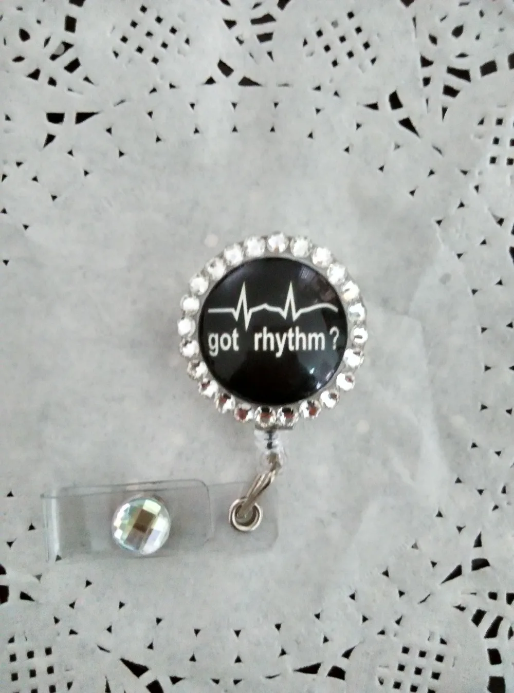 

Got Rhythm Nurse Badge Holder Reel; Heart Beat Rhythm Nursing Retractable Badge Reel