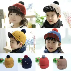 Pom толстые осень-зима детская шапка детская теплая Бейсболки для женщин звезды шерстяные Hat очередь до детей Шапки дети помпоном детские