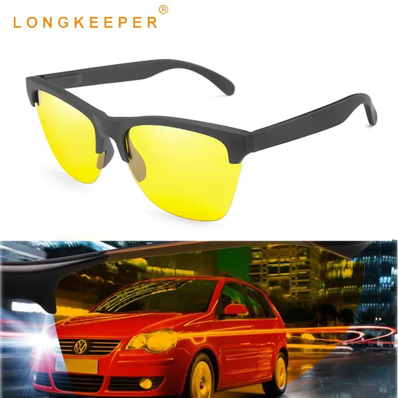 

Night Vision Sunglasses Men Fashion Polarized Night Driving Semi Rimless Sun Glasses Night Driving Glasses Safe Goggle Oculos