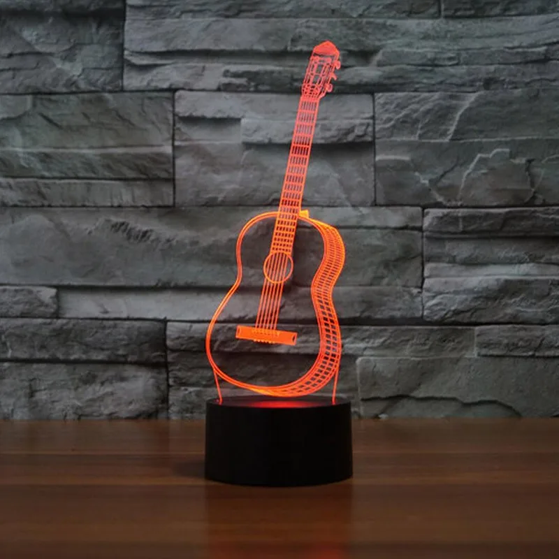 3D акриловый ночник-светильник для гитары, заряжаемый свет луны, лучший подарок на Рождество, день рождения, круглый светильник
