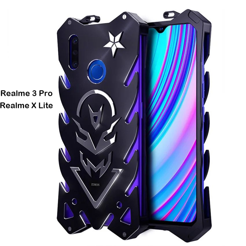 

Realme 3 Pro Zimon Luxury New Thor Heavy Duty Armor Metal Aluminum Phone Case For OPPO Realme 3 Pro/Realme X Lite Case