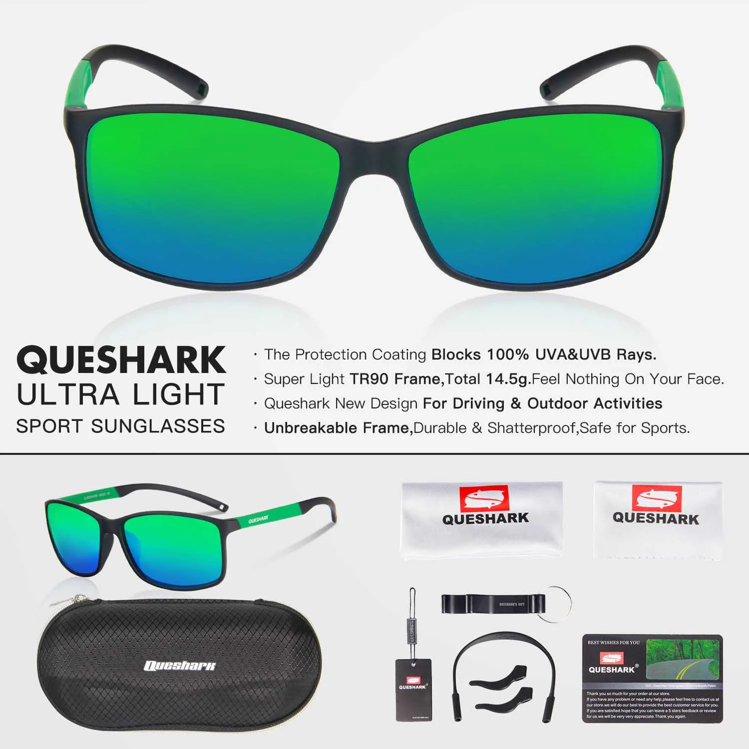 QUESHARK TR90, гибкая оправа, поляризационные очки для рыбалки, Uv400, походные, для кемпинга, катания на лыжах, квадратные очки, спортивные, рыболовные солнцезащитные очки - Цвет: BGG