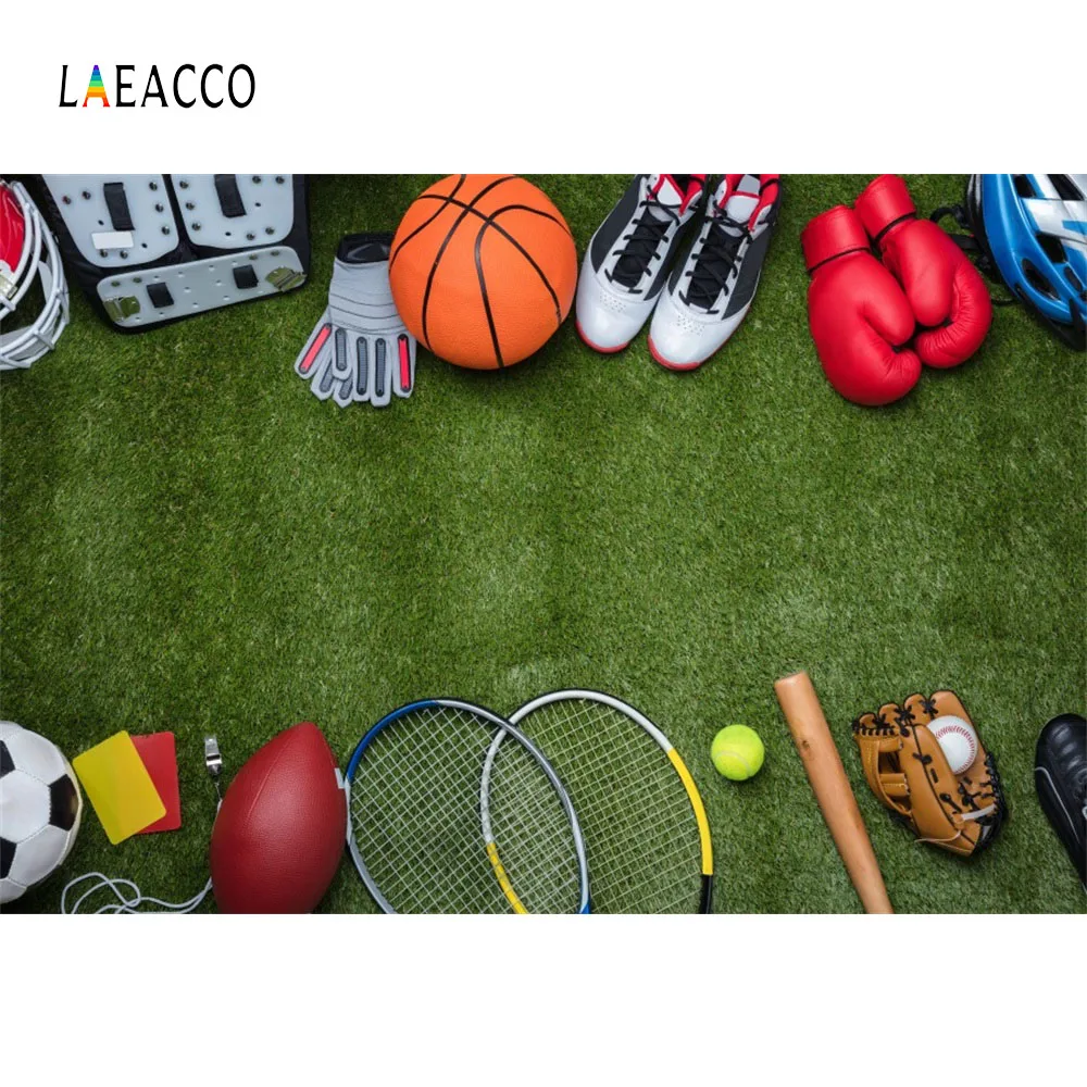 

Laeacco Green Playground Balls Sports Theme Children Photography Backgrounds Customize Photographic Backdrops For Photo Studio