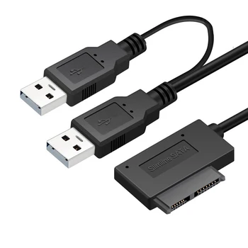 

Slimline SATA to USB 2.0 SATA 7+6 13 Pin Sata Cable CD Driver Recording Line for HDD Drive Adapter Free Drive
