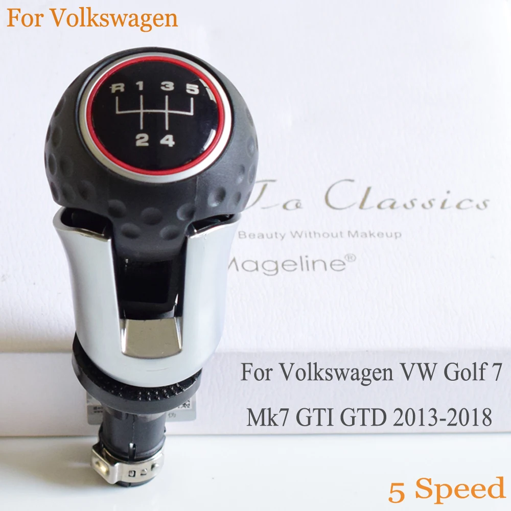 Авто черная панель красный круг 5/6 скорость автомобиля рукоятка для рычага переключения передач для Volkswagen VW Golf 7 Mk7 GTI GTD 2013
