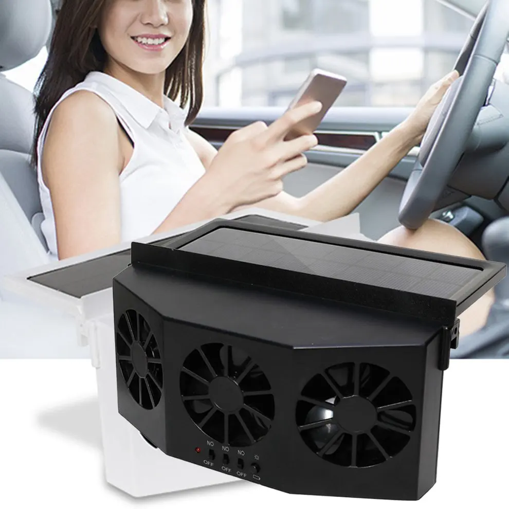 

Material Car Ventilation Fan Desuperheater Solar Car Exhaust Fan Radiator Portable Durable Multi-Position Adjustment