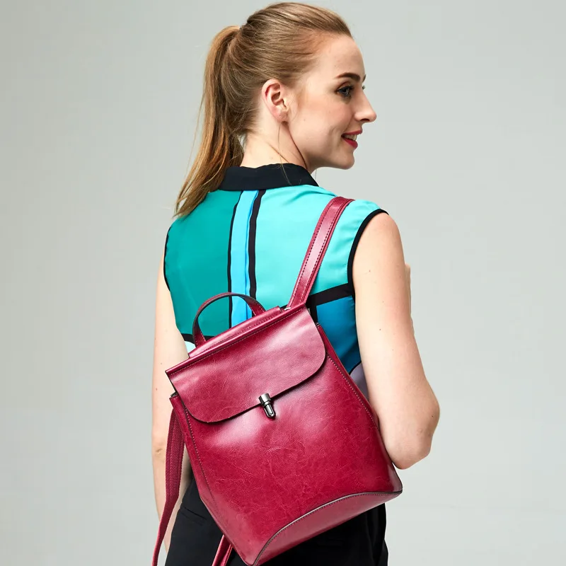 PASTE Designer Brand Genuine Leather Backpack Lady Real Leather Cowhide Female Travel Ladies Vintage Woman Backpacks